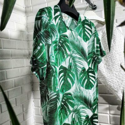 Grünes Herren-Sommerhemd – Blattmuster