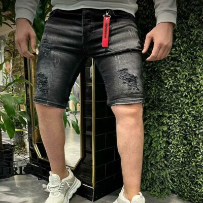 Schwarze Herren-Jeans Shorts – Gebrauchtlook